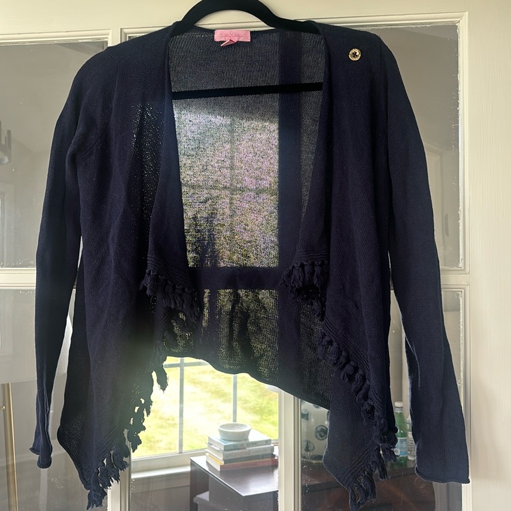 Lilly Pulitzer girls XL 12-14 fringed cardigan